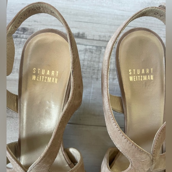 EUC Stuart Weitzman Slingback Nubuck Heel Sandals - Picture 3 of 10